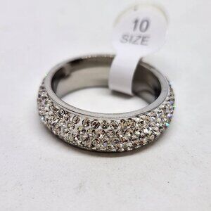 Bling Cushion Cut Ring White & Silver Tone Fashion Jewelry Size 10